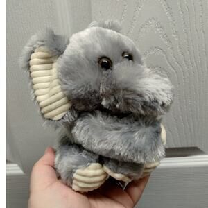 Goffa Elephant 7" Gray Stuffed Animal Cream Ribbed Ears Paws Plush Toy